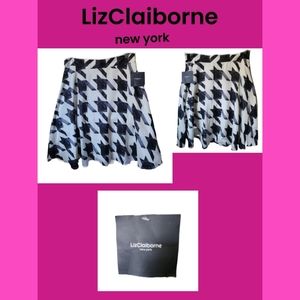 LIZ CLAIBORNE NEW YORK HOUNDSTOOTH & RUFFLES DESIGNER SKIRT BNWT SIZE 14